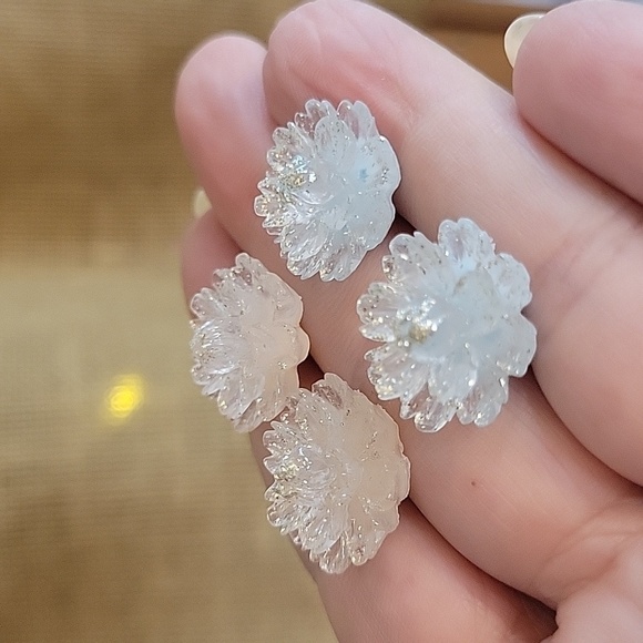 Sculptural Shimmer Flower Stud Earrings, choice of color - Picture 1 of 7